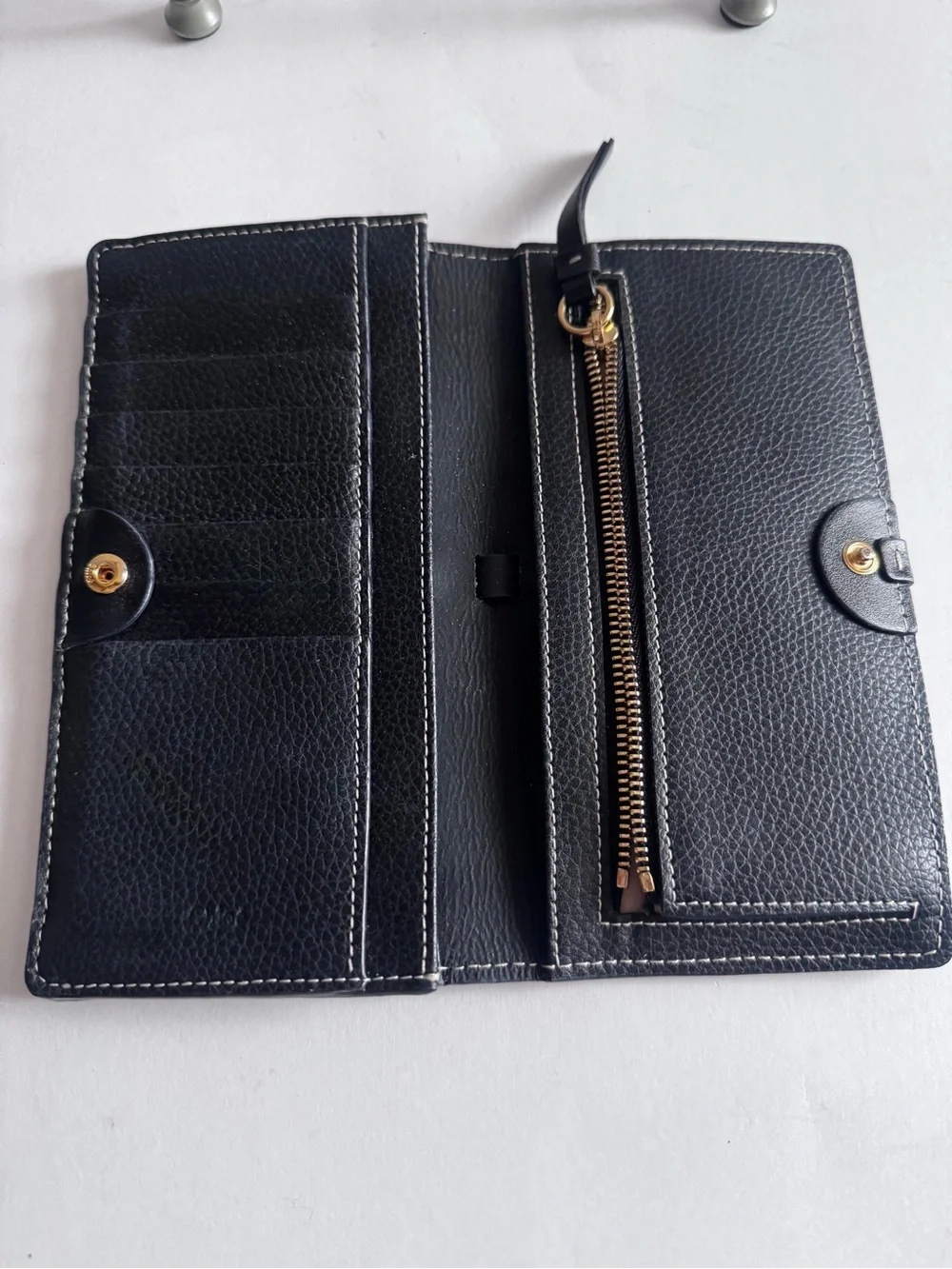 Chloe Black  Leather Clutch with Gold Ring Detail